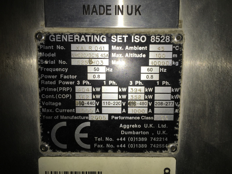 Scania DC16.43A GENERATOR 344KVA USED - Elektrisk generator: bilde 2 Scania DC16.43A GENERATOR 344KVA USED - Elektrisk generator: bilde 2