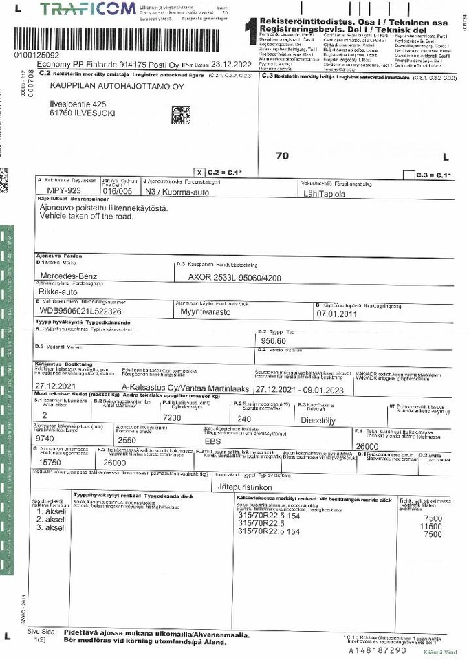 Leie Mercedes-Benz Axor 2533  Mercedes-Benz Axor 2533: bilde 10 Leie Mercedes-Benz Axor 2533  Mercedes-Benz Axor 2533: bilde 10