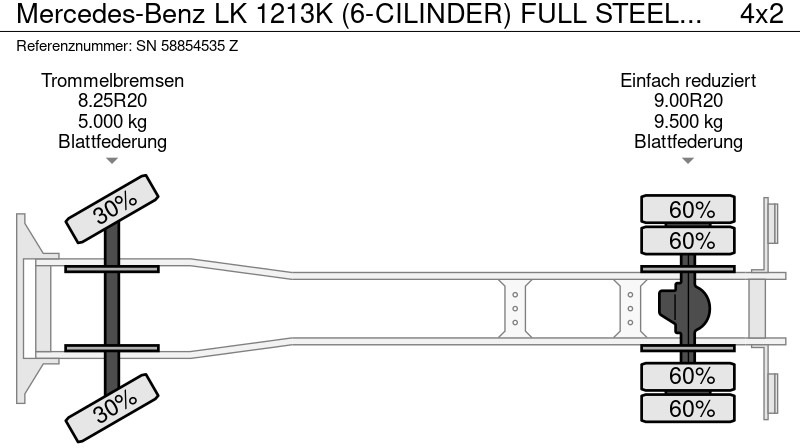 Planbil Mercedes-Benz LK 1213K (6-CILINDER) FULL STEEL CHASSIS WITH OPEN BOX (MANUAL GEARBOX / FULL STEEL SUSPENSION): bilde 12 Planbil Mercedes-Benz LK 1213K (6-CILINDER) FULL STEEL CHASSIS WITH OPEN BOX (MANUAL GEARBOX / FULL STEEL SUSPENSION): bilde 12