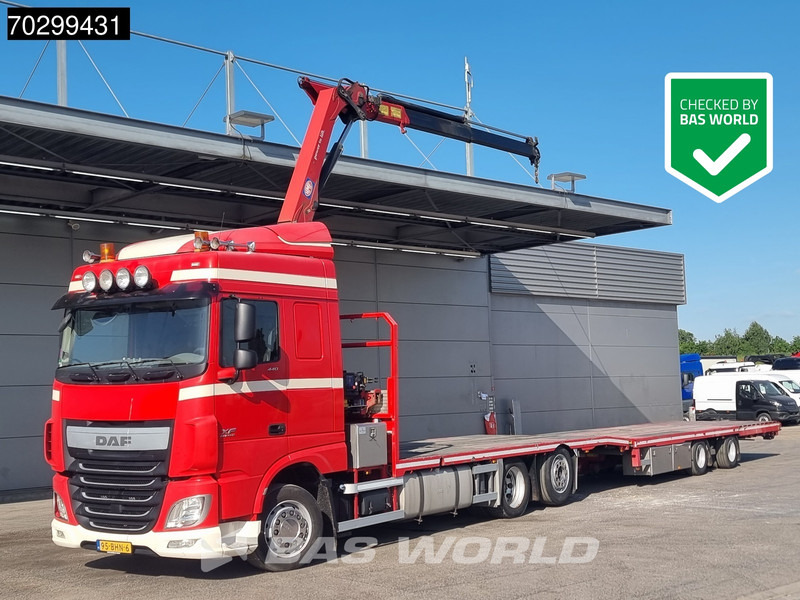 DAF XF 440 6X2 NL-combi Transporter HMF 900-K2 Kran Winch Lift-Lenkachse Euro 6 - Planbil, Kranbil: bilde 1 DAF XF 440 6X2 NL-combi Transporter HMF 900-K2 Kran Winch Lift-Lenkachse Euro 6 - Planbil, Kranbil: bilde 1