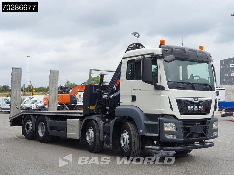 Transporter lastebil, Kranbil MAN TGS 35.360 8X2 HIAB X-Hiduo 158 BS-3 Crane Lift+lenkasche Machine transporter Euro 6: bilde 10