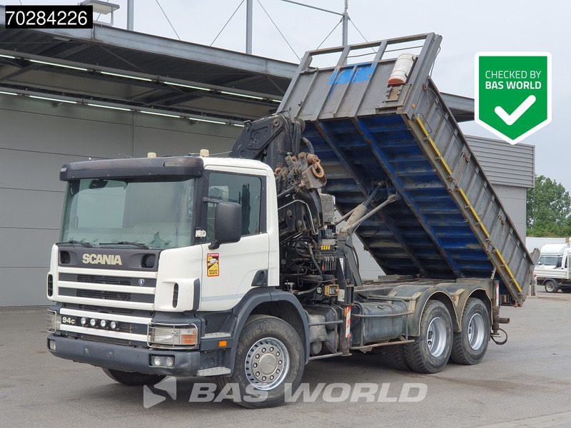 Tippbil, Kranbil Scania P94 6X4 Hiab 330-4 Kran Crane 9m3 tipper Manual Steelsuspension Euro 3: bilde 8