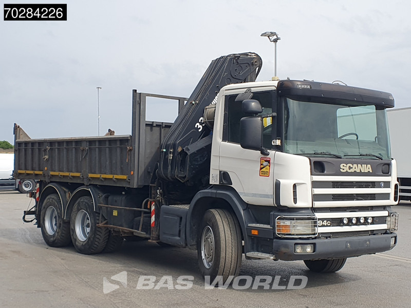Tippbil, Kranbil Scania P94 6X4 Hiab 330-4 Kran Crane 9m3 tipper Manual Steelsuspension Euro 3: bilde 12