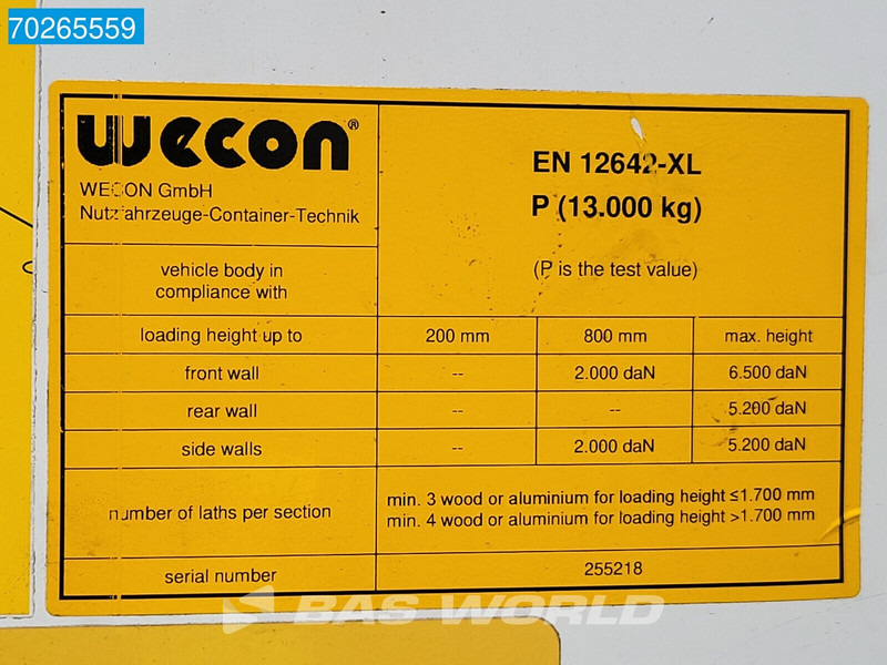 Gardin vekselflak Wecon WPR 715 SG Durchladesysteem BDF container body: bilde 12