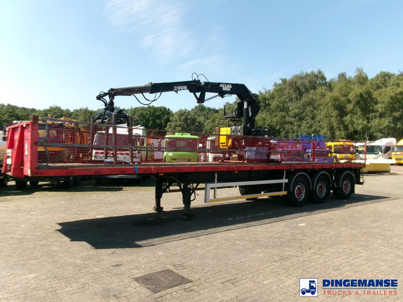 Fruehauf 3-axle platform trailer + Atlas 3008 crane - Åpen semitrailer: bilde 1 Fruehauf 3-axle platform trailer + Atlas 3008 crane - Åpen semitrailer: bilde 1