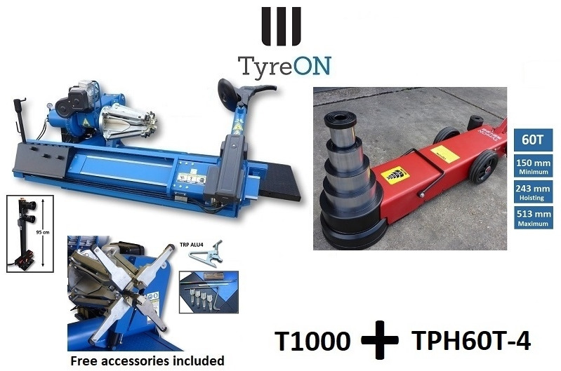 2-speed 56 Inch truck tyre changer + 60T 4-stage air hydraulic jack - Verkstedutstyr: bilde 1 2-speed 56 Inch truck tyre changer + 60T 4-stage air hydraulic jack - Verkstedutstyr: bilde 1