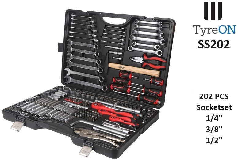 SS202 Professional Socket Set 202-piece 1/8 - 1/4 - 1/2 Inch - Chrome Vanadium - Verkstedutstyr: bilde 1 SS202 Professional Socket Set 202-piece 1/8 - 1/4 - 1/2 Inch - Chrome Vanadium - Verkstedutstyr: bilde 1