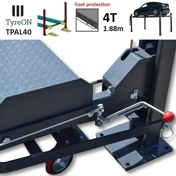 TPAL40 4T mobile hobby 4 post car lift (4 post parking lift) - Lifting height 188 cm - Runways 415 cm with roll-off protection - 230 V - RAL 7016 anthracite gray - Verkstedutstyr: bilde 5 TPAL40 4T mobile hobby 4 post car lift (4 post parking lift) - Lifting height 188 cm - Runways 415 cm with roll-off protection - 230 V - RAL 7016 anthracite gray - Verkstedutstyr: bilde 5