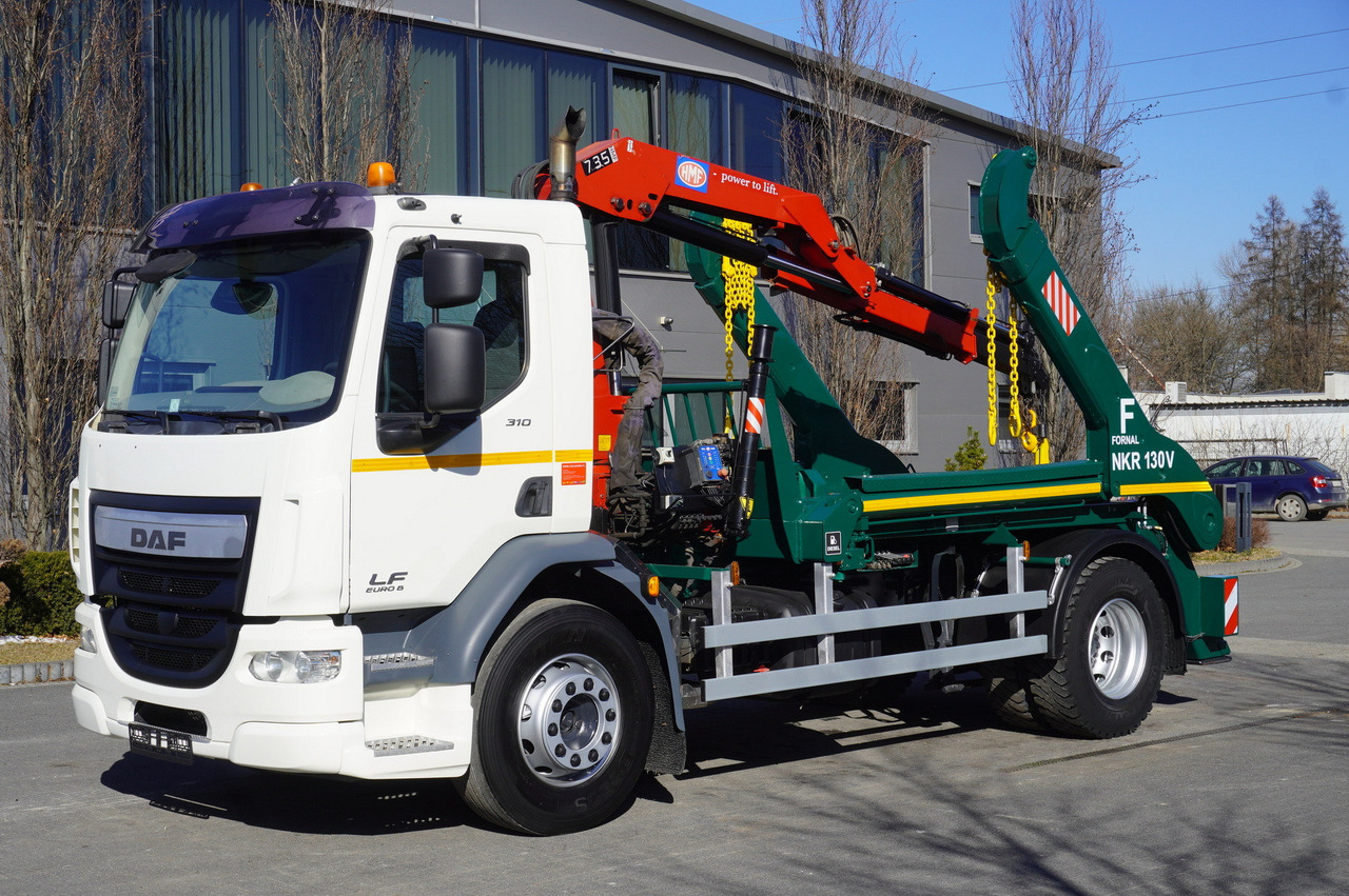 DAF LF 18.310 E6 / Skip loader Fornal NKR 130V / HDS HMF 735 K2 / Manual gearbox - Liftdumper lastebil, Kranbil: bilde 1 DAF LF 18.310 E6 / Skip loader Fornal NKR 130V / HDS HMF 735 K2 / Manual gearbox - Liftdumper lastebil, Kranbil: bilde 1