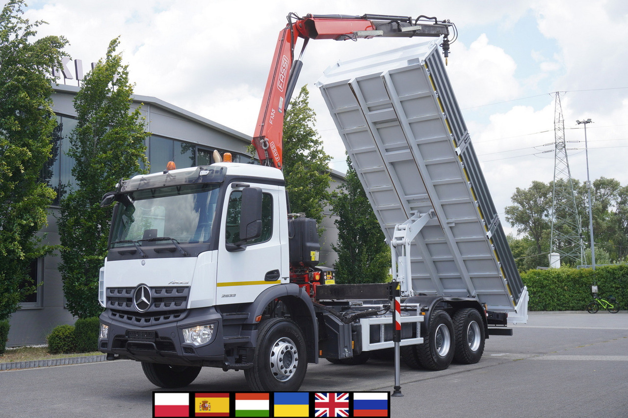 MERCEDES-BENZ AROCS 2633 6x4 / 5.5 T crane FASSI F135 / Tipper 15 EPAL - Planbil, Kranbil: bilde 1 MERCEDES-BENZ AROCS 2633 6x4 / 5.5 T crane FASSI F135 / Tipper 15 EPAL - Planbil, Kranbil: bilde 1