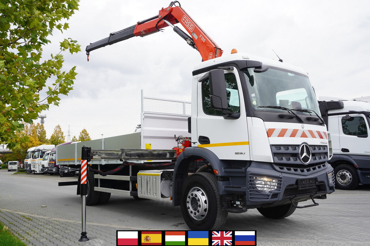 MERCEDES-BENZ Arocs 1830 / Flatbed 16 EPAL / HDS Fassi 155 / Reach 8 m / Load capacity 6160 kg - Planbil, Kranbil: bilde 1 MERCEDES-BENZ Arocs 1830 / Flatbed 16 EPAL / HDS Fassi 155 / Reach 8 m / Load capacity 6160 kg - Planbil, Kranbil: bilde 1