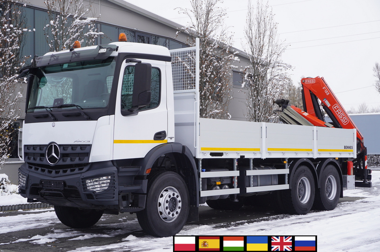 MERCEDES-BENZ Arocs 2633 flatbed truck / Crane FASSI F155A.0.23 / REMOTE CONTROL / 230,000 km - Planbil, Kranbil: bilde 1 MERCEDES-BENZ Arocs 2633 flatbed truck / Crane FASSI F155A.0.23 / REMOTE CONTROL / 230,000 km - Planbil, Kranbil: bilde 1