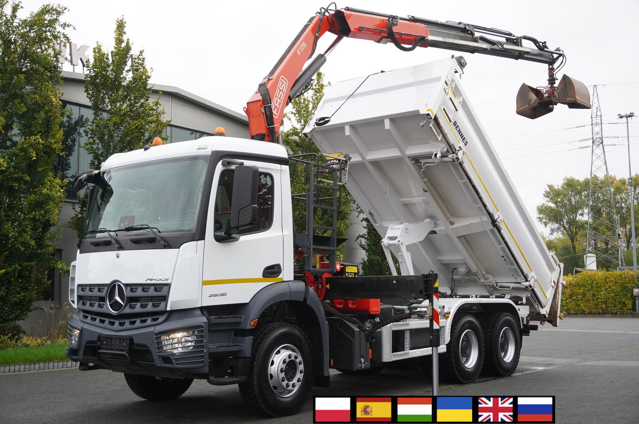 MERCEDES-BENZ Arocs 2636 6x4 / Fassi F175 / 7.7 t / 10 m / 2-side tipper / Bortmatic - Tippbil, Kranbil: bilde 1 MERCEDES-BENZ Arocs 2636 6x4 / Fassi F175 / 7.7 t / 10 m / 2-side tipper / Bortmatic - Tippbil, Kranbil: bilde 1