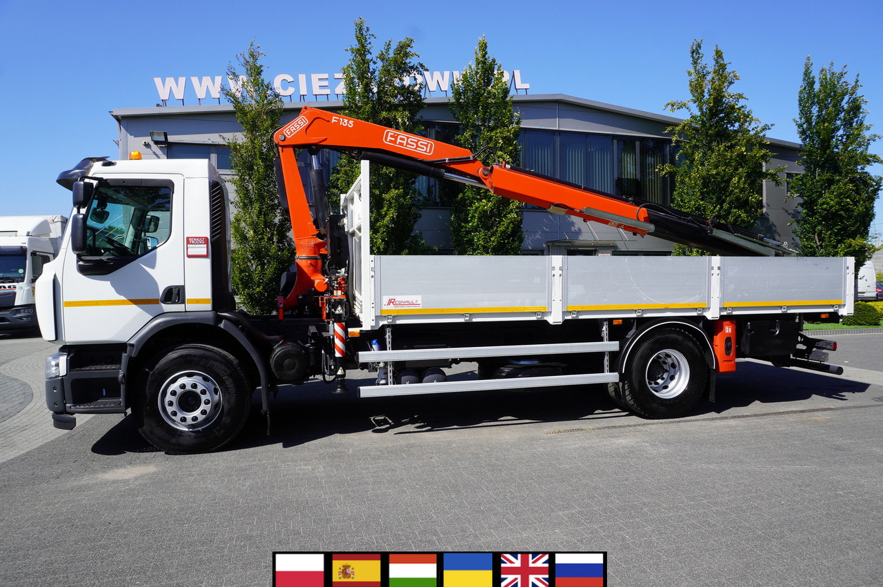 RENAULT C280 DTI 8 / FASSI crane 5.6 T / range 8 m / Flatbed 15 EPAL - Planbil, Kranbil: bilde 1 RENAULT C280 DTI 8 / FASSI crane 5.6 T / range 8 m / Flatbed 15 EPAL - Planbil, Kranbil: bilde 1