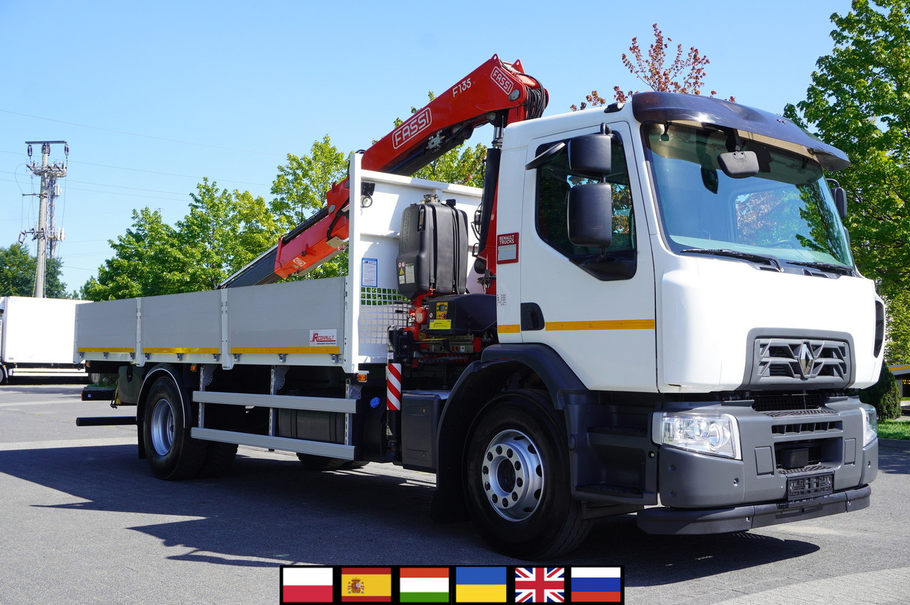 RENAULT C280 DTI 8 / FASSI crane 5.6 T / range 8 m / Flatbed 15 EPAL - Planbil, Kranbil: bilde 1 RENAULT C280 DTI 8 / FASSI crane 5.6 T / range 8 m / Flatbed 15 EPAL - Planbil, Kranbil: bilde 1