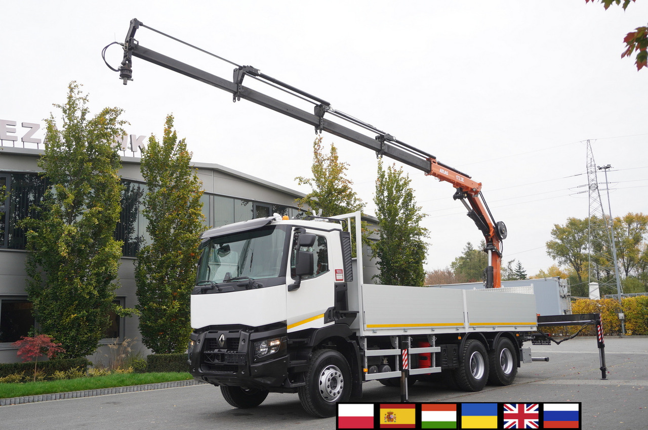 RENAULT C380 Comfort 6x4 / Atlas 172.3E crane / Range 12.3 m / capacity 6.1 t / Flatbed 17 EPAL - Planbil, Kranbil: bilde 1 RENAULT C380 Comfort 6x4 / Atlas 172.3E crane / Range 12.3 m / capacity 6.1 t / Flatbed 17 EPAL - Planbil, Kranbil: bilde 1