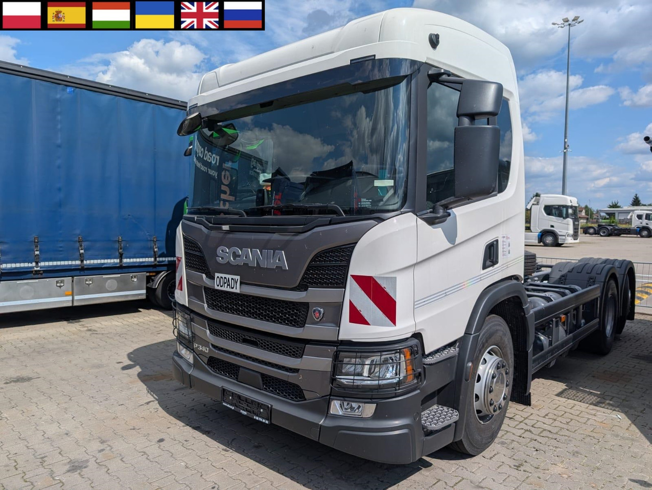 SCANIA P 340 B6x2*4NA / chassis frame / steering axle / CNG / large cab / 8 units - Chassis lastebil: bilde 1 SCANIA P 340 B6x2*4NA / chassis frame / steering axle / CNG / large cab / 8 units - Chassis lastebil: bilde 1