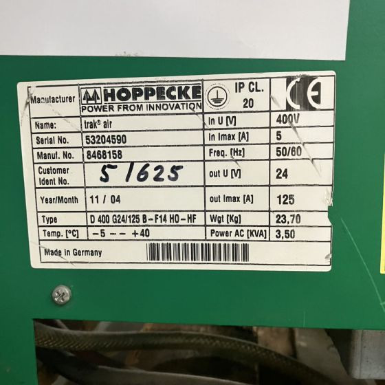 Elektrisk system for Materialhåndteringsutstyr Hoppecke D400 G24/125B-F14HO-HF Trak Air: bilde 6