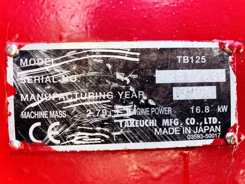 Takeuchi TB125 (4004) - Minigraver: bilde 3 Takeuchi TB125 (4004) - Minigraver: bilde 3