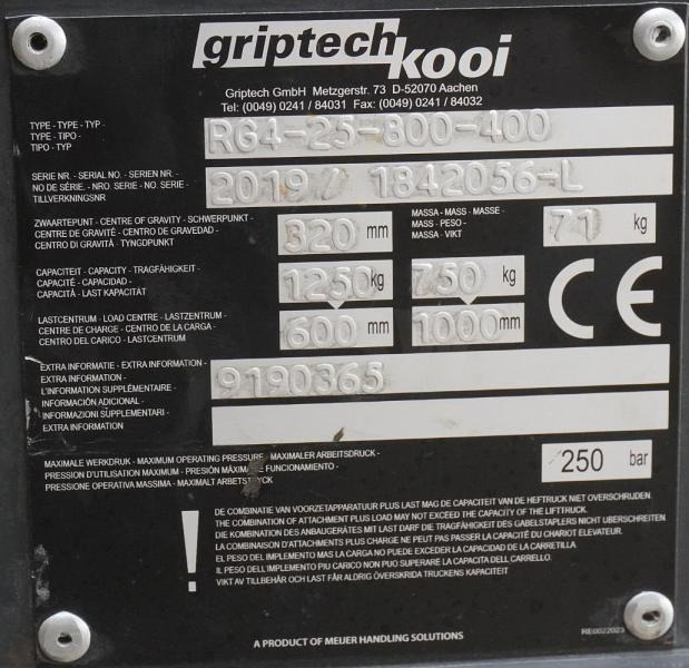 GRIPTECH Griptech RG 4 25 800/400 - Gafler for Gaffeltruck: bilde 4 GRIPTECH Griptech RG 4 25 800/400 - Gafler for Gaffeltruck: bilde 4