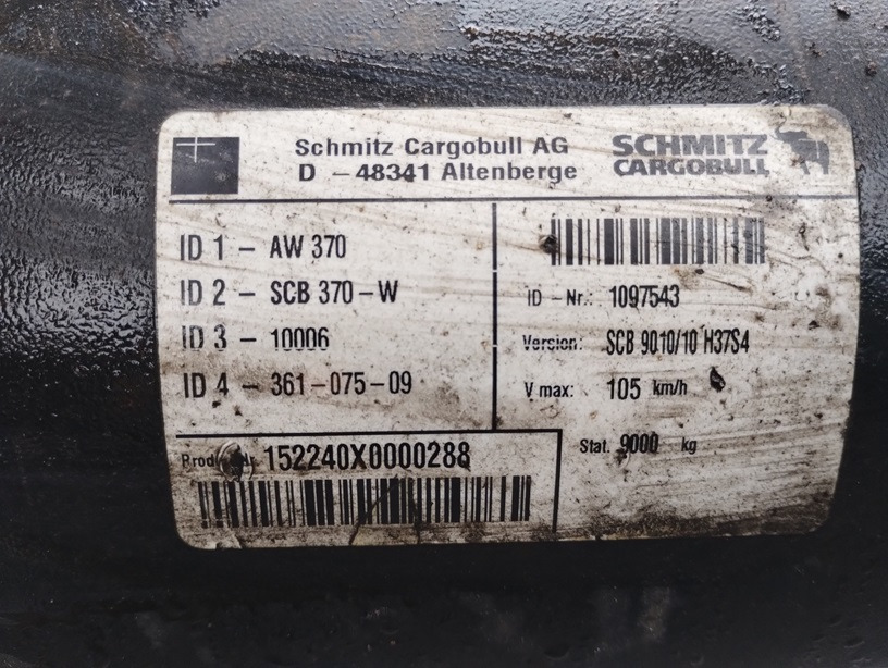 OŚ OSIE SCHMITZ AW 370 W SCB9010/10 CARGOBULL - Fjæring for Tilhenger: bilde 5 OŚ OSIE SCHMITZ AW 370 W SCB9010/10 CARGOBULL - Fjæring for Tilhenger: bilde 5