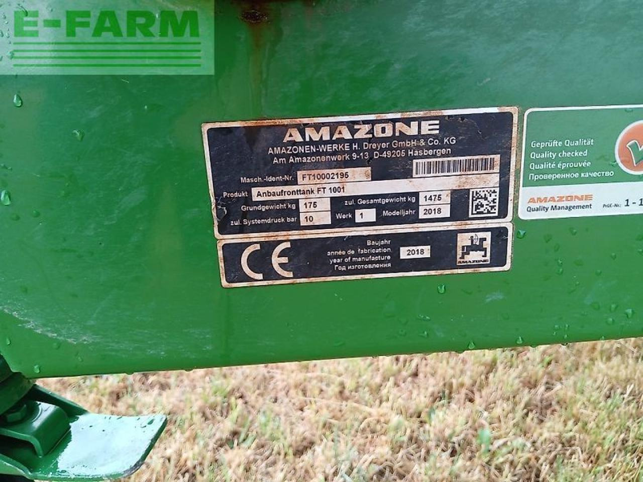 Amazone uf 1501 - Trailersprøyte: bilde 5 Amazone uf 1501 - Trailersprøyte: bilde 5