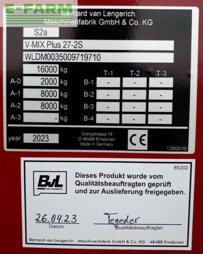 Fullfôrblander BVL - van Lengerich v-mix plus 27-2s: bilde 34