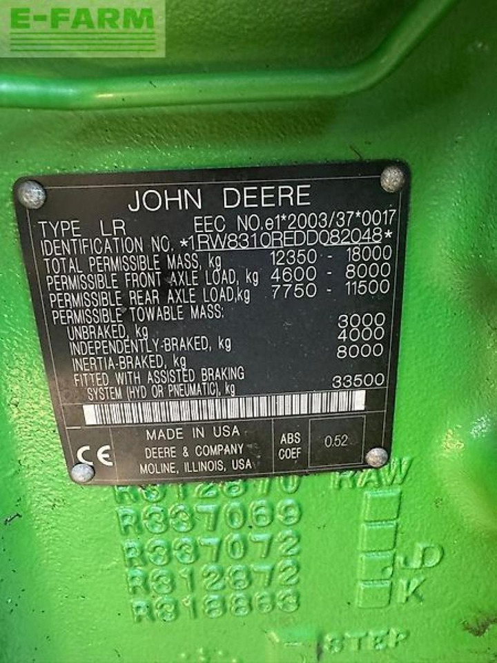 John Deere 8310r - Traktor: bilde 4 John Deere 8310r - Traktor: bilde 4