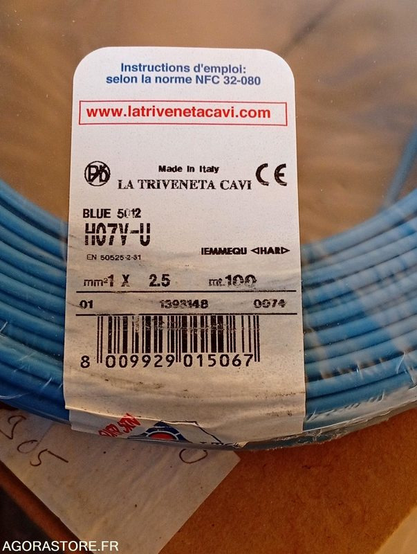 1 bobine de 100 mètres de fil rigide bleu de section 2.5mm² - Verktøy/ Utstyr: bilde 2 1 bobine de 100 mètres de fil rigide bleu de section 2.5mm² - Verktøy/ Utstyr: bilde 2