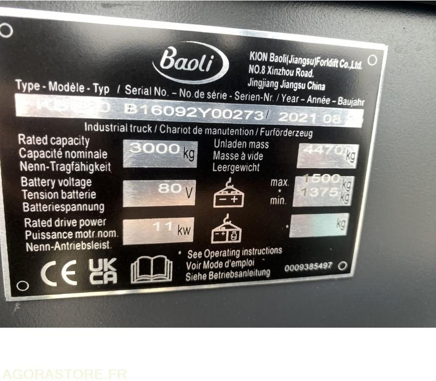 Chariot élévateur NEUF BAOLI KBE30N 3T ELECTRIQUE - El-truck: bilde 3 Chariot élévateur NEUF BAOLI KBE30N 3T ELECTRIQUE - El-truck: bilde 3