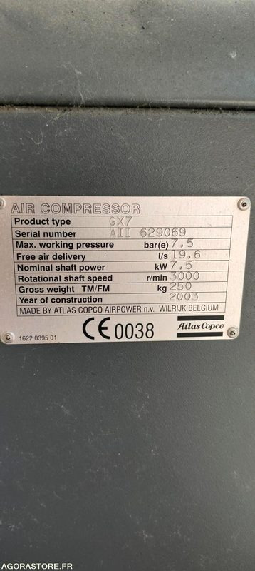 Compresseur Atlas GX7 - Luftkompressor: bilde 3 Compresseur Atlas GX7 - Luftkompressor: bilde 3