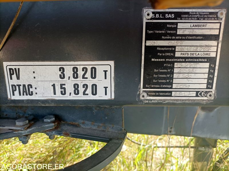 Remorque TP12 Lambert - Landbruksteknikk: bilde 3 Remorque TP12 Lambert - Landbruksteknikk: bilde 3