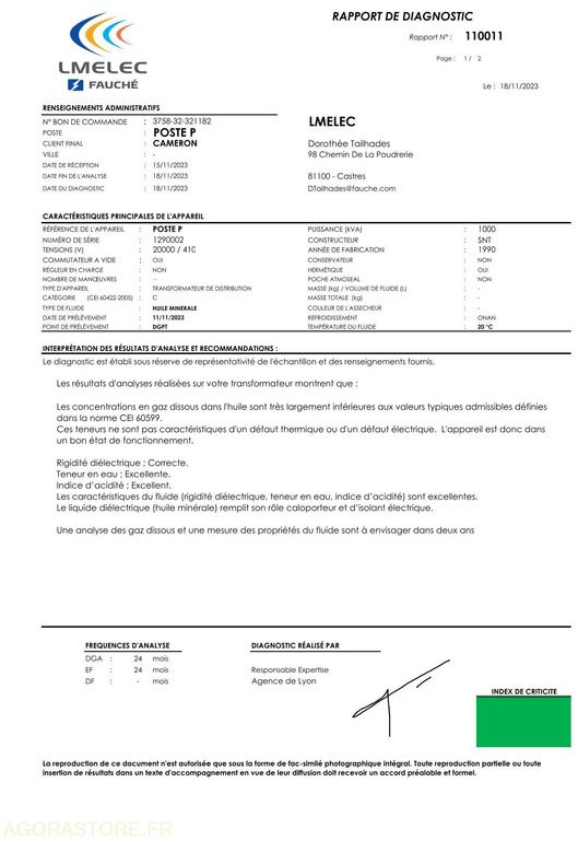 Transformateur électrique huile minérale 1000 kVA SNT - Verktøy/ Utstyr: bilde 3 Transformateur électrique huile minérale 1000 kVA SNT - Verktøy/ Utstyr: bilde 3