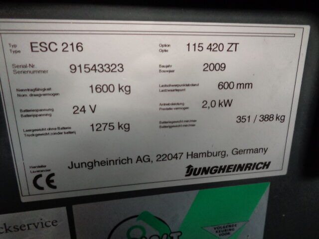 Jungheinrich ESC 216 - Reachtruck: bilde 3 Jungheinrich ESC 216 - Reachtruck: bilde 3