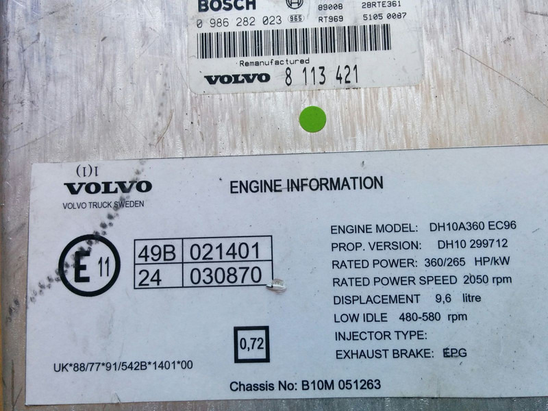 Volvo Bosh 0986282023 . /1209/ - Styreenhet: bilde 1 Volvo Bosh 0986282023 . /1209/ - Styreenhet: bilde 1