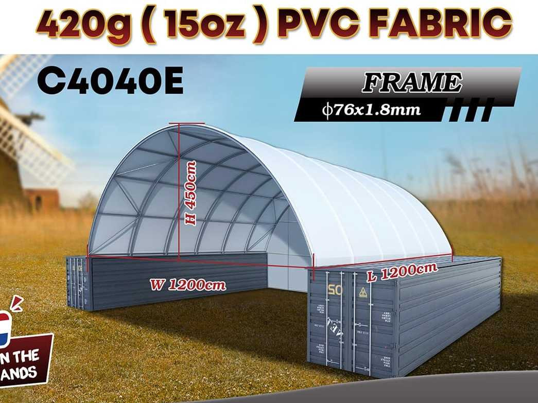 Rhino-Cross-Shelter C4040E - 12x12x4,5 m met eind zeil - Lagringstank: bilde 3 Rhino-Cross-Shelter C4040E - 12x12x4,5 m met eind zeil - Lagringstank: bilde 3