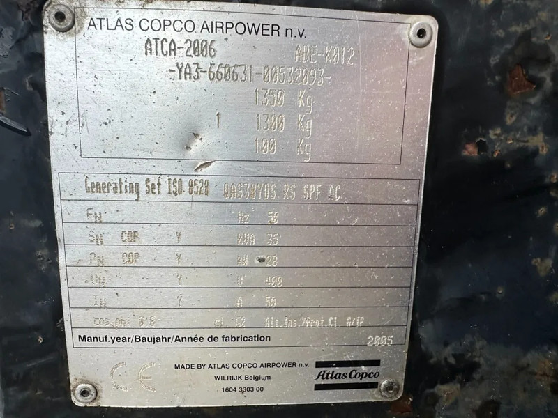 Atlas-Copco QAS 38 Yanmar Mecc Alte Spa 40 kVA Silent generatorset - Elektrisk generator: bilde 5 Atlas-Copco QAS 38 Yanmar Mecc Alte Spa 40 kVA Silent generatorset - Elektrisk generator: bilde 5