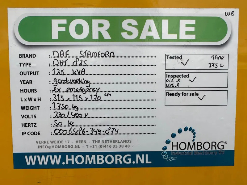 Elektrisk generator DAF DHT 825 Stamford 125 kVA Silent Noodstroom generatorset: bilde 19