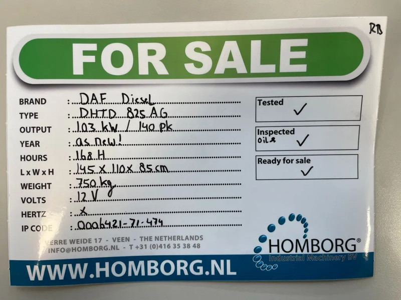 Motor for Materialhåndteringsutstyr DAF DHTD 825 AG dieselmotor, 140 PK als nieuw!: bilde 14