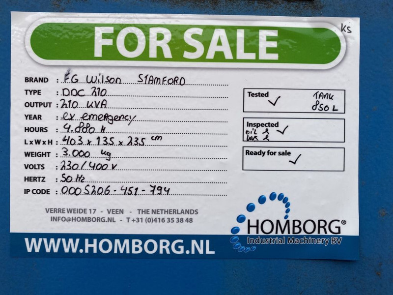 Elektrisk generator FG Wilson Stamford 210 kVA Silent generatorset: bilde 16 Elektrisk generator FG Wilson Stamford 210 kVA Silent generatorset: bilde 16
