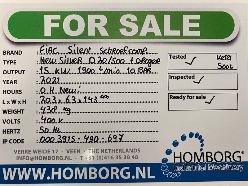Fiac New Silver D 20 / 500 Silent 15 kW 1900 L / min 10 Bar Elektrische Schroefcompressor met ketel en droger - Luftkompressor: bilde 2 Fiac New Silver D 20 / 500 Silent 15 kW 1900 L / min 10 Bar Elektrische Schroefcompressor met ketel en droger - Luftkompressor: bilde 2