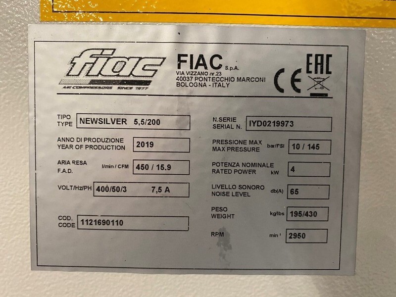 Fiac NewSilver 5.5 / 200 Silent 4 kW 450 L / min 10 Bar Elektrische Schroefcompressor met ketel - Luftkompressor: bilde 4 Fiac NewSilver 5.5 / 200 Silent 4 kW 450 L / min 10 Bar Elektrische Schroefcompressor met ketel - Luftkompressor: bilde 4