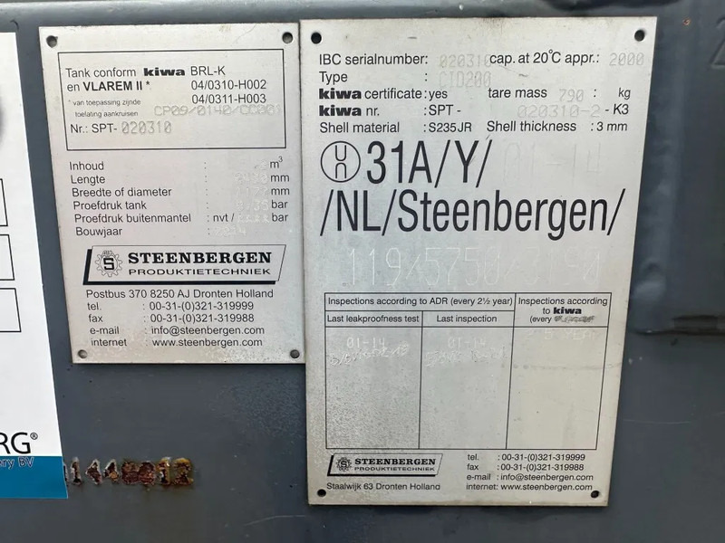 IBC Steenbergen Kiwa IBC 2000 liter dieseltank met handpomp Milieutank - Lagringstank: bilde 3 IBC Steenbergen Kiwa IBC 2000 liter dieseltank met handpomp Milieutank - Lagringstank: bilde 3