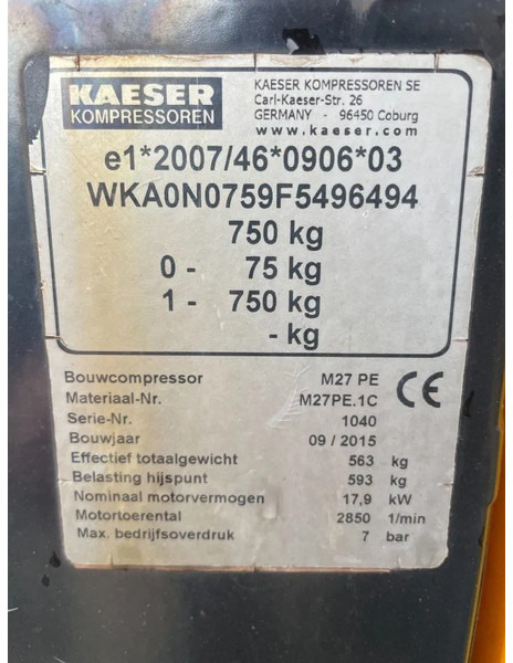 Luftkompressor Kaeser M27 Kubota 2,7 m3 / min 7 Bar 18 kW Mobiele Silent Diesel Compressor: bilde 13
