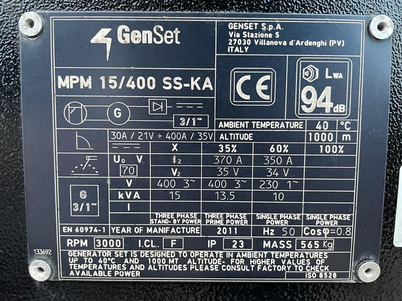 Kubota GenSet MPM 15/400 SS-KA 15 kVA 400 Amp Silent Las generatorset - Elektrisk generator: bilde 4 Kubota GenSet MPM 15/400 SS-KA 15 kVA 400 Amp Silent Las generatorset - Elektrisk generator: bilde 4