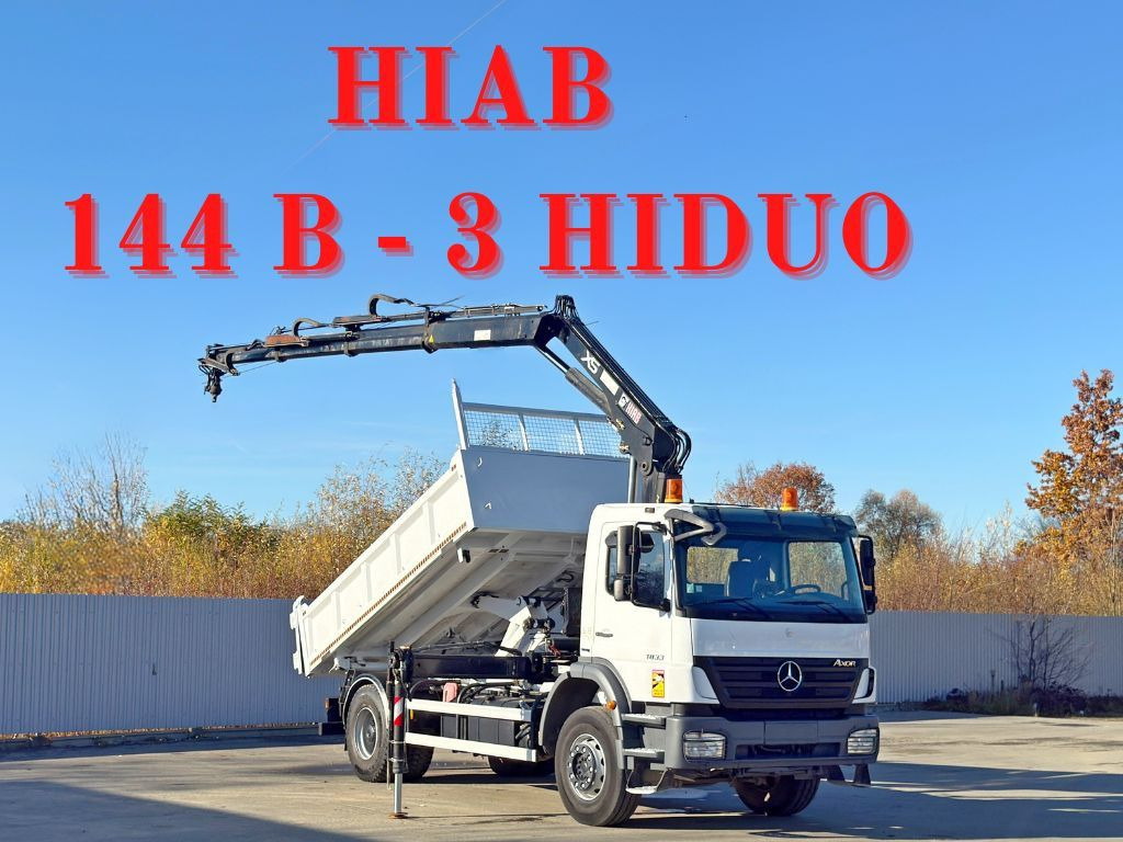 Mercedes-Benz AXOR 1833 * HIAB 144 B - 3 HIDUO + FUNK * TOP - Tippbil, Kranbil: bilde 1 Mercedes-Benz AXOR 1833 * HIAB 144 B - 3 HIDUO + FUNK * TOP - Tippbil, Kranbil: bilde 1