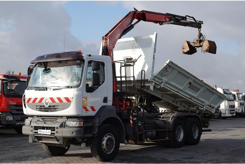 Renault KERAX 410 / 6x4 / WYWROTKA + HDS FASSI F150 / HYDROBURTA / BORDM - Tippbil, Kranbil: bilde 1 Renault KERAX 410 / 6x4 / WYWROTKA + HDS FASSI F150 / HYDROBURTA / BORDM - Tippbil, Kranbil: bilde 1