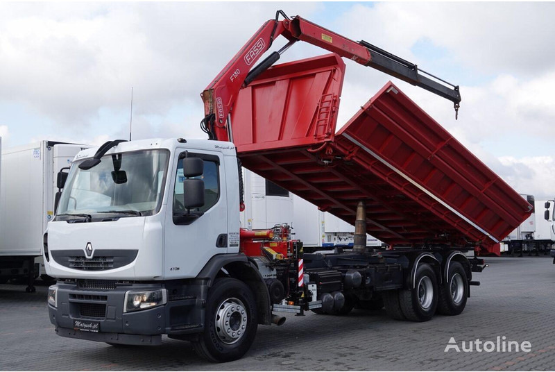 Renault LANDER 3 way tipper + crane FASSI 130 6x4 - Tippbil, Kranbil: bilde 1 Renault LANDER 3 way tipper + crane FASSI 130 6x4 - Tippbil, Kranbil: bilde 1