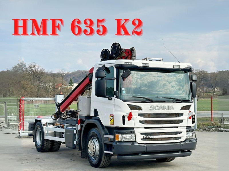Scania P 250 * HMF 635 K2 + FUNK * TOPZUSTAND - Tippbil, Kranbil: bilde 1 Scania P 250 * HMF 635 K2 + FUNK * TOPZUSTAND - Tippbil, Kranbil: bilde 1