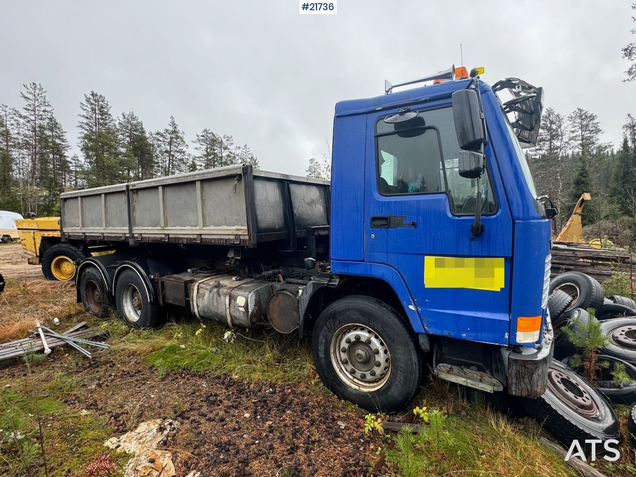 Volvo FL12 m/ 22 t/m Palfinger kran, tømmerflak, Dumperkasse og plan. - Kranbil: bilde 1 Volvo FL12 m/ 22 t/m Palfinger kran, tømmerflak, Dumperkasse og plan. - Kranbil: bilde 1
